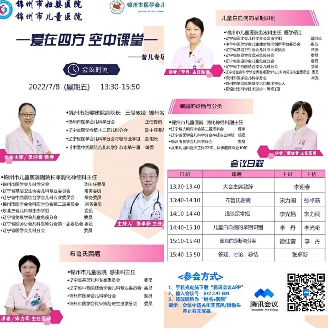【学术交流】锦州市妇婴医院儿童医院“爱在四方 空中课堂”开课了